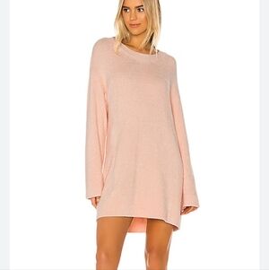 Lovers + Friends Fuzzy Peach Motley Sweater Dress Womens Size Medium Blush